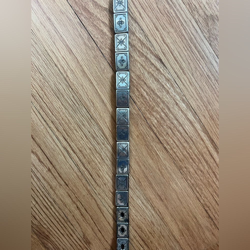 Silver vintage belt with engraved squares - Picture 2 of 4